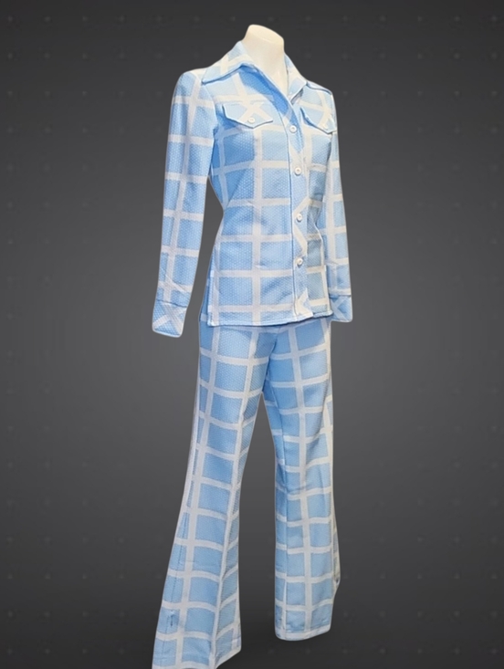 Ladies Garment Workers Union Other - ILGWU 1970s Leisure Suit Blue White 100% Poly Vintage Original Collector's